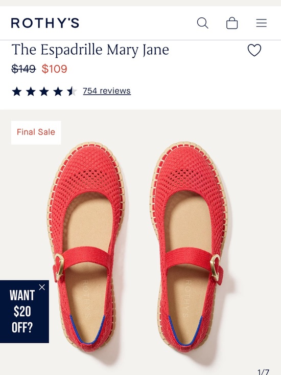 Rothy's Shoes - Rothy’s Red Hot Espadrille Mary Jane Flats – Women's Size 9.5